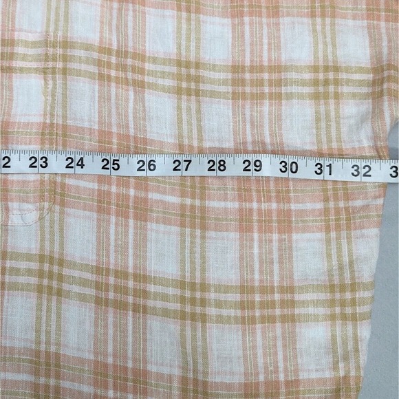 American Eagle Oversized Linen Shirt Small Lounge Beach Coverup Plaid Roll Tab - Picture 5 of 8